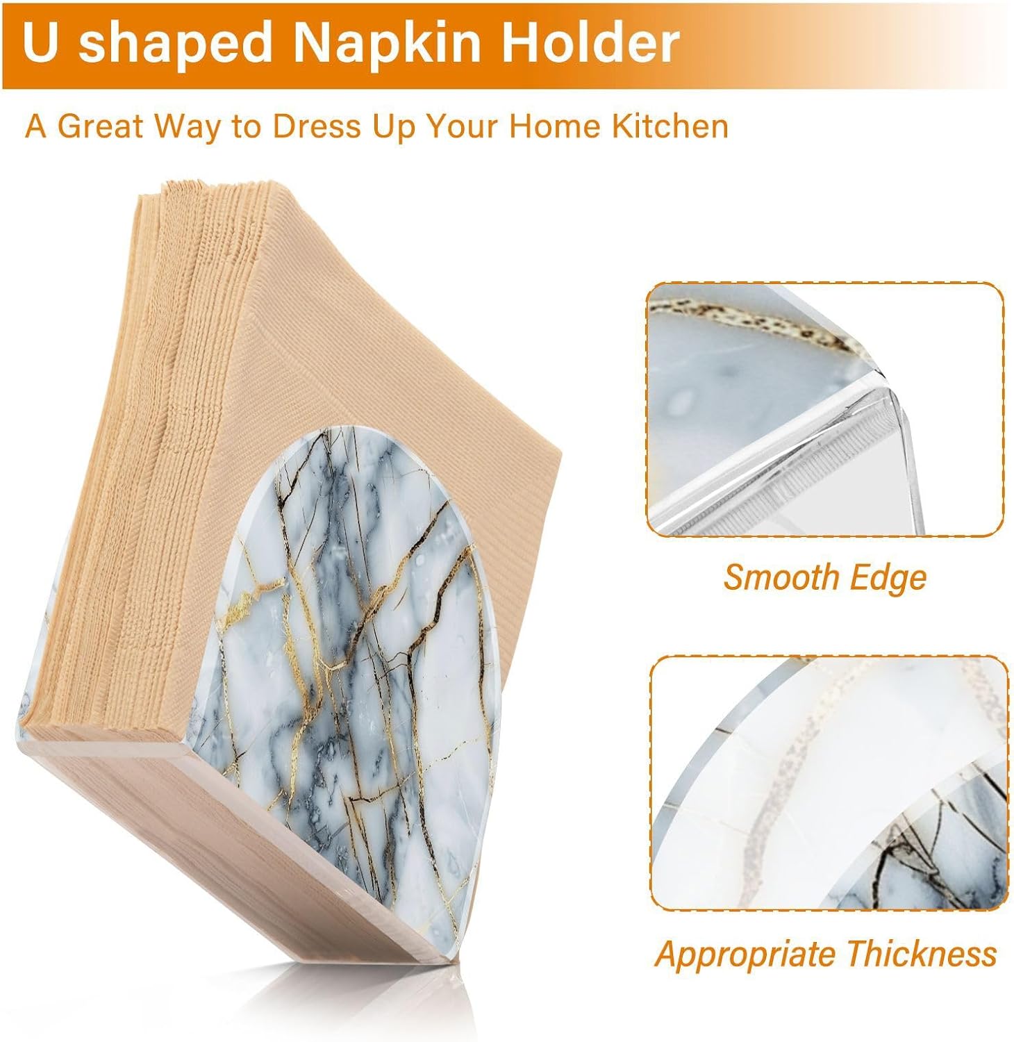 ALAZA Gold Marble Napkin Holder - 2-Pack for Table Use