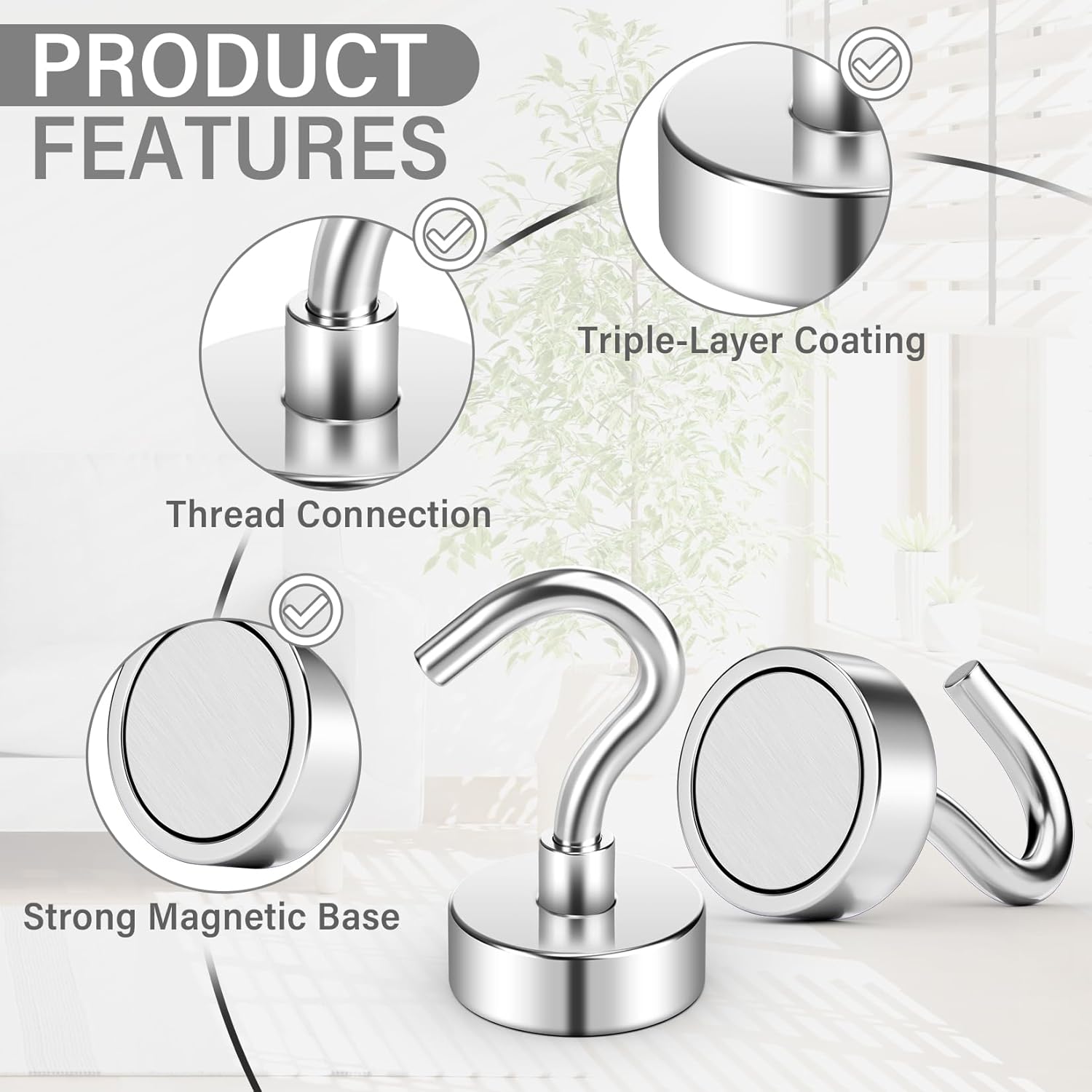 8-Pack 23-Pound Magnetic Hooks