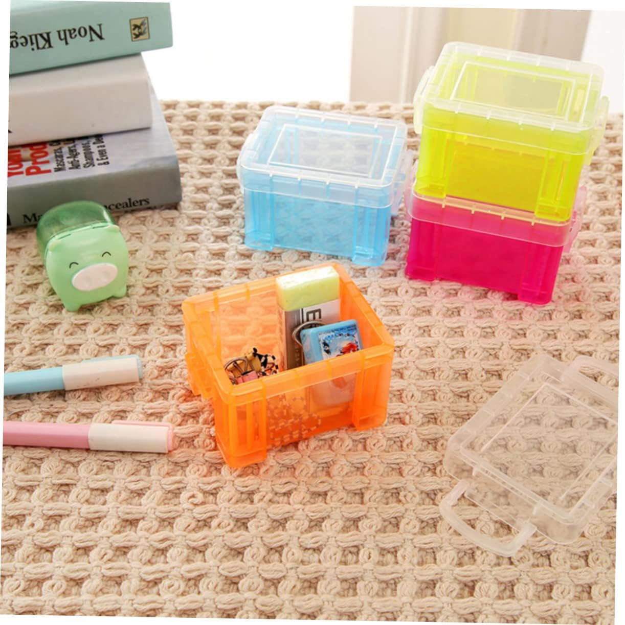 Mikinona Lidded Storage Bin for Home Office Makeup Organizer