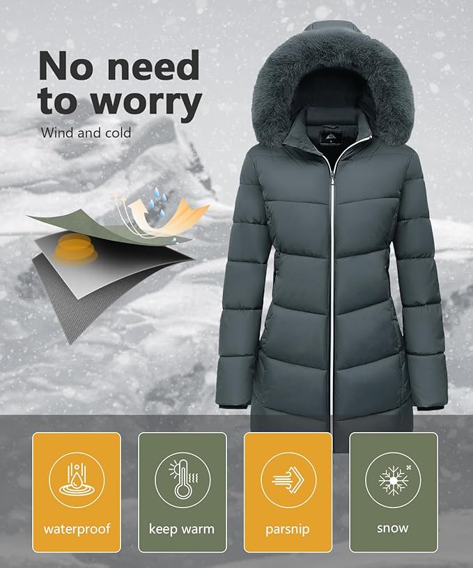 MOERDENG Women's Winter Down Puffer Jacket