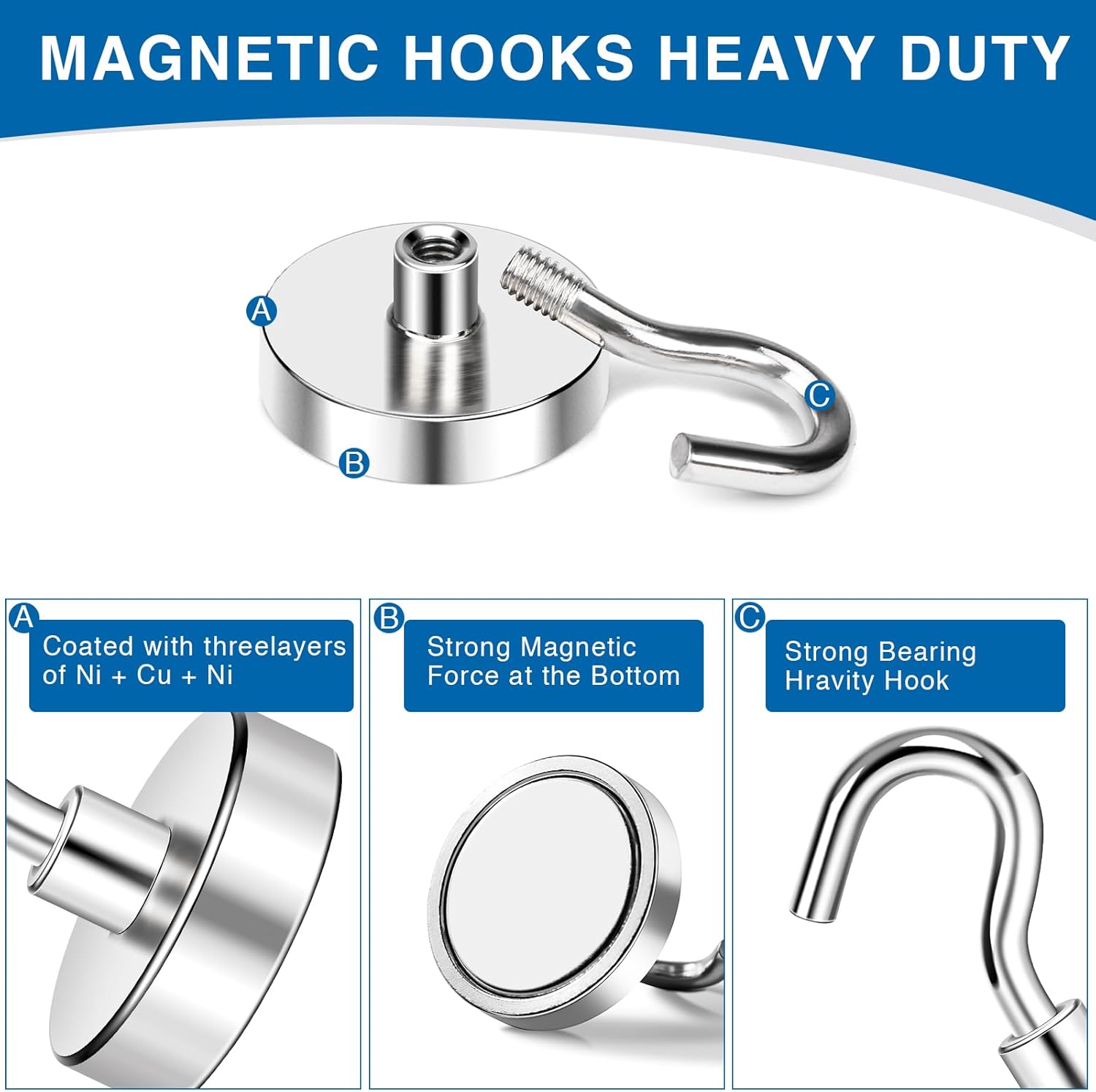 LOVIMAG Heavy Duty Magnetic Hooks 12 Pcs for Cruise and Home Use