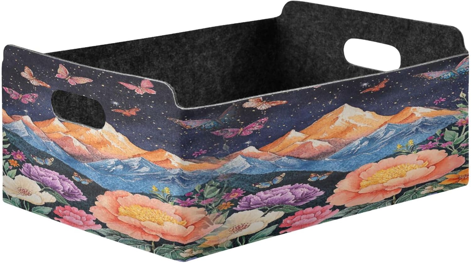 Mountain Storage Basket with Handle Foldable Open Bin