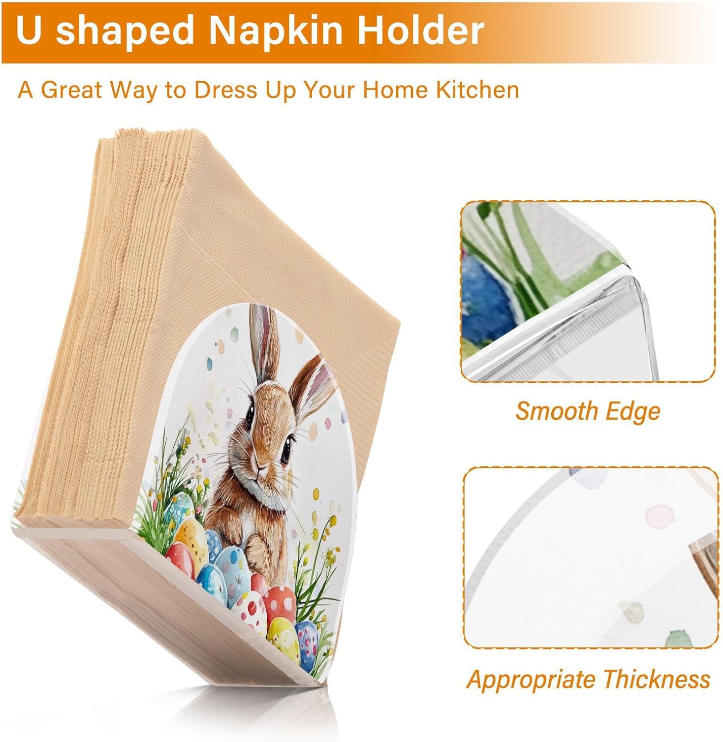 ALAZA Rabbit-Bunny Easter-Themed Napkin Holder 2-Pack