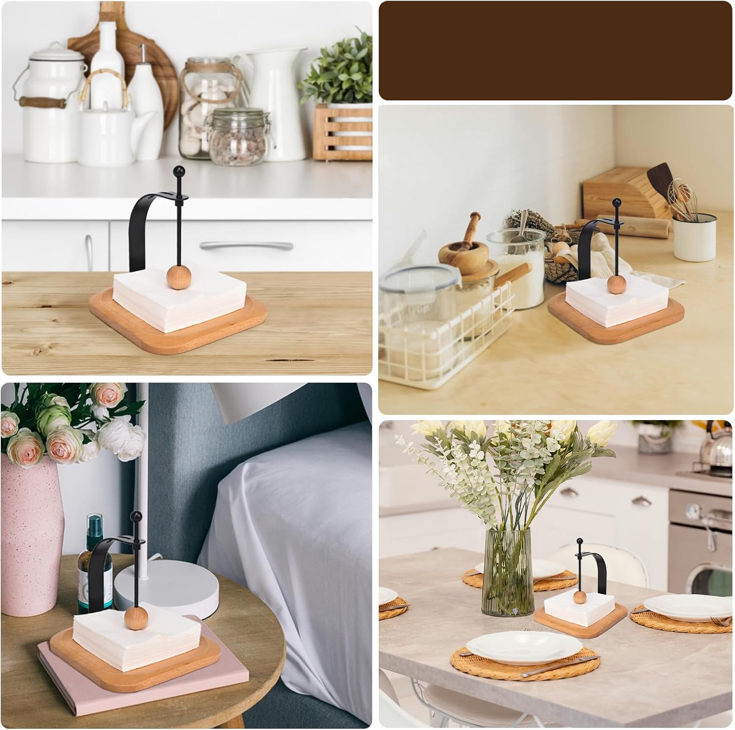 Beechwood Napkin Holder Elegant Wood Square for Table Dispenser