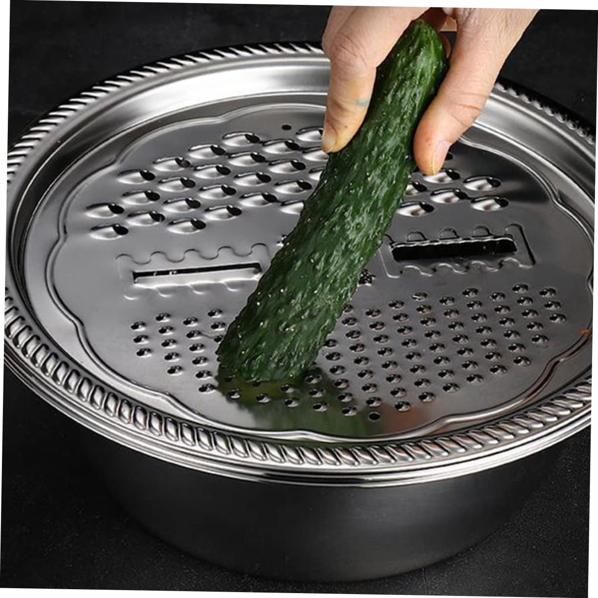 OFFSCHStainless Steel Grater Basin for Kitchen UseMulti-functional Food Washer Slicer Tool