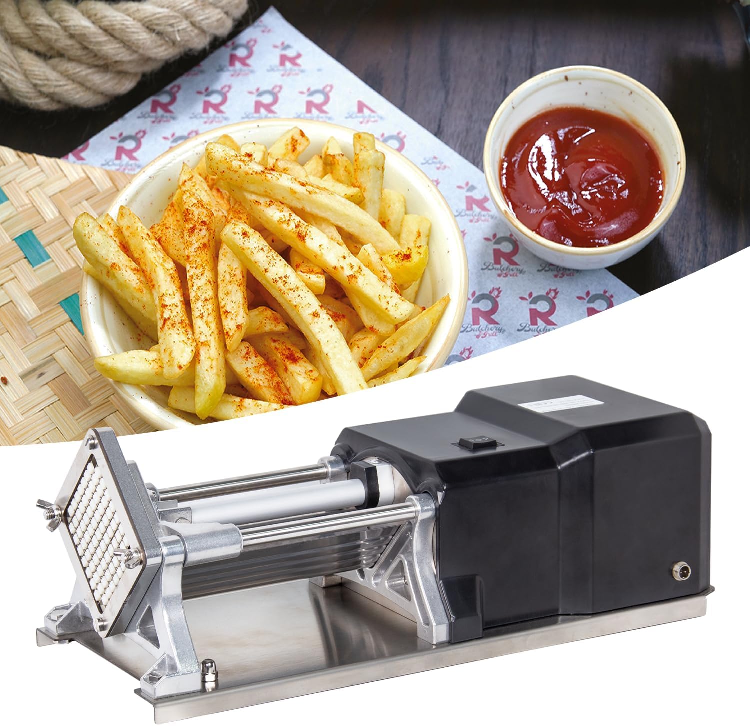 Electric French Fry Cutter Machine With 3 Sizes Stainless Steel Blades