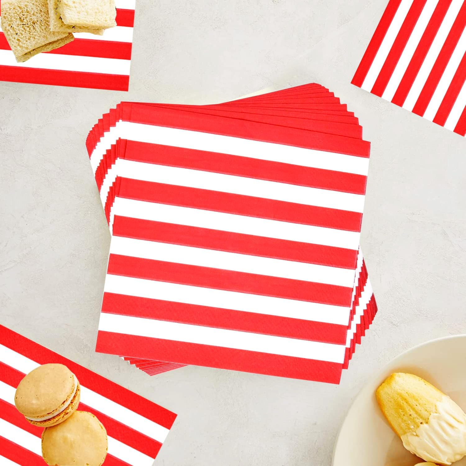 Bundled Up for Perfect Parties - 25 Pcs Red White Striped Party Supplies Set