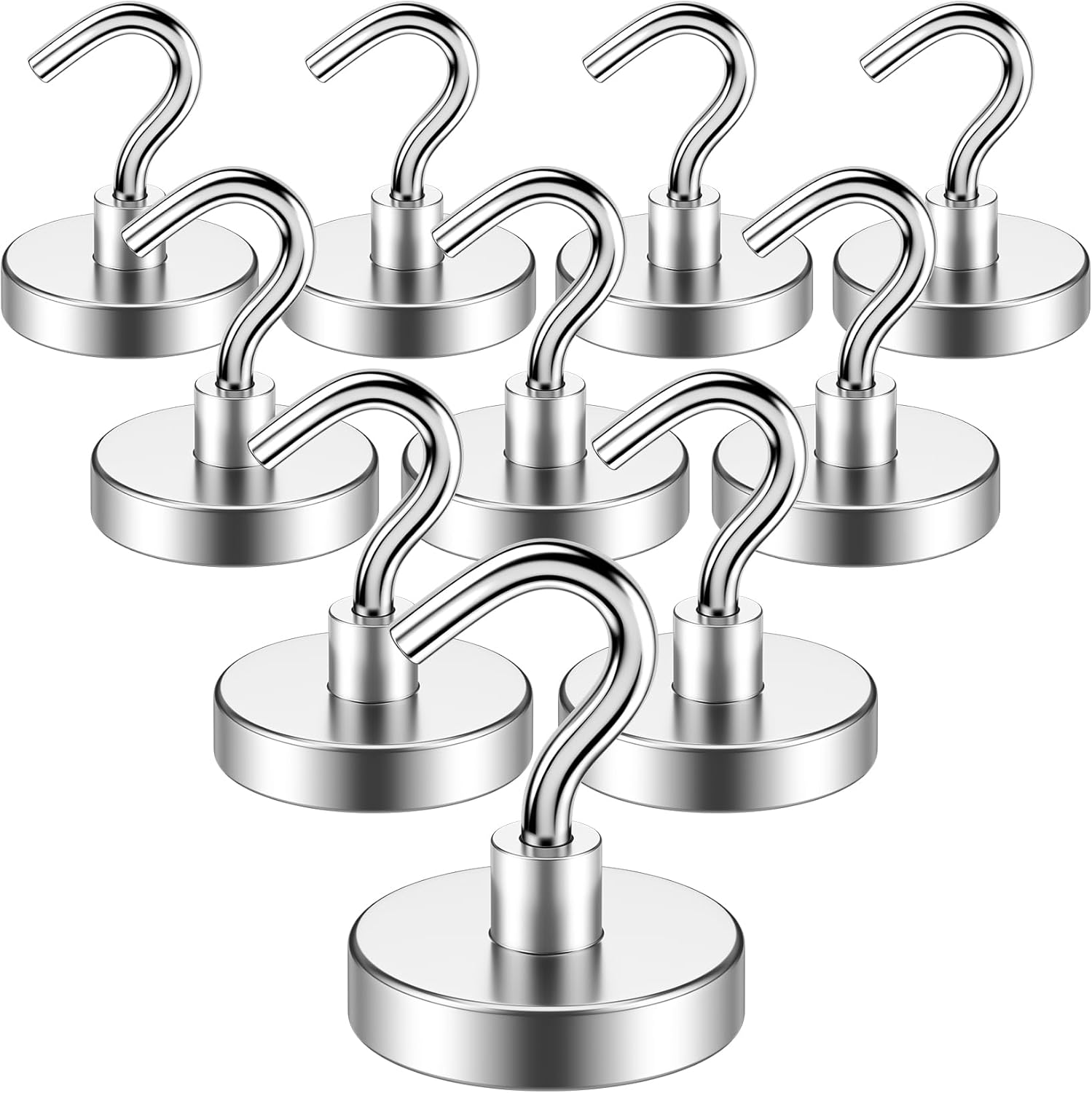 Heavy Duty Magnetic Hooks 80 Lbs Silver Pack of 10