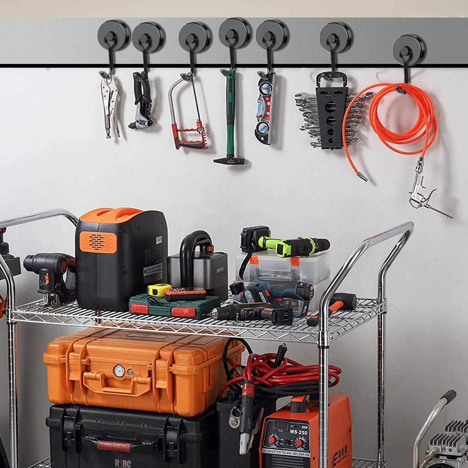 Get Everything in Place with 8 Black Magnetic Hooks Set