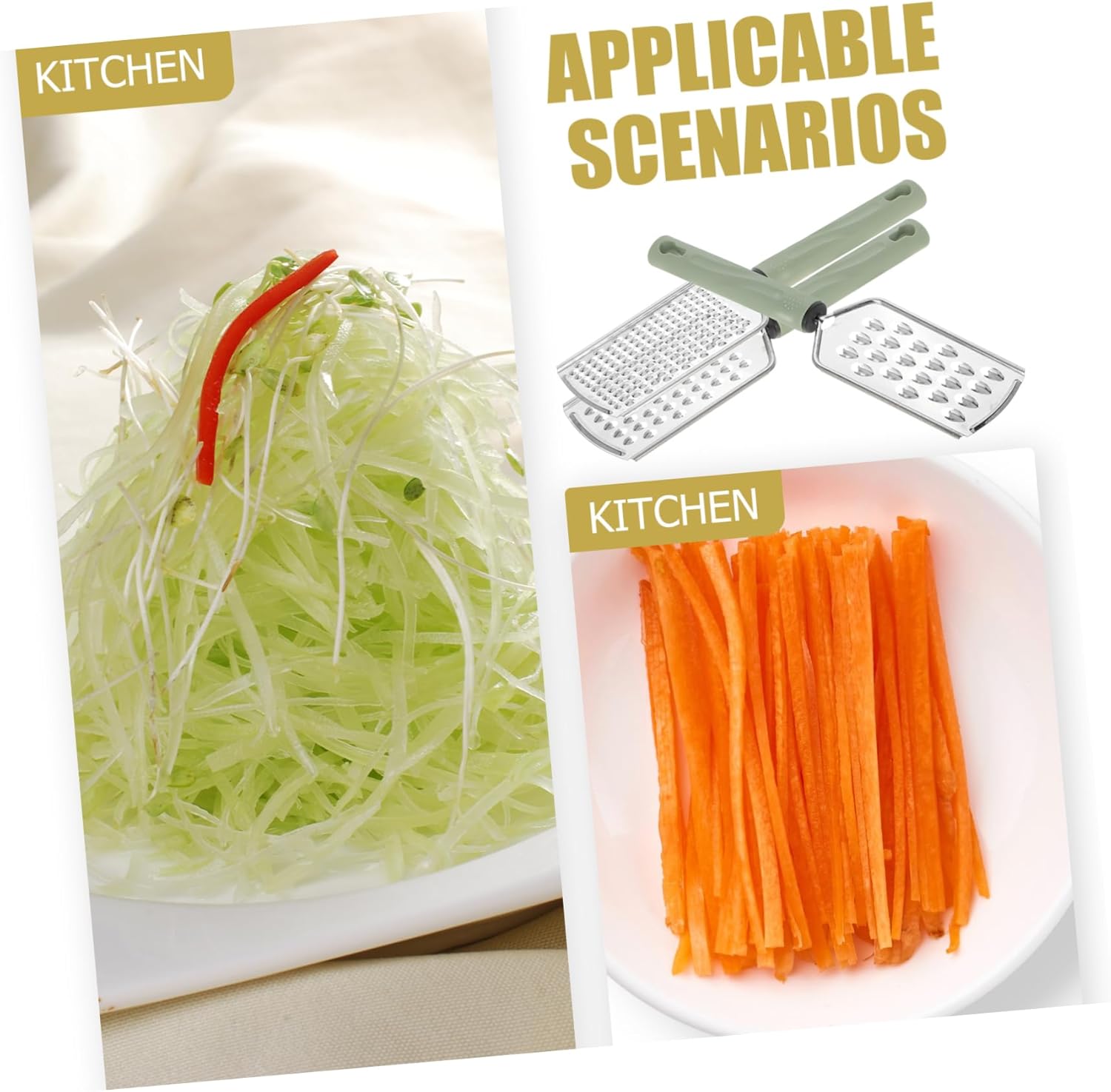 Mucklily 3-Piece Stainless Steel Grater Set