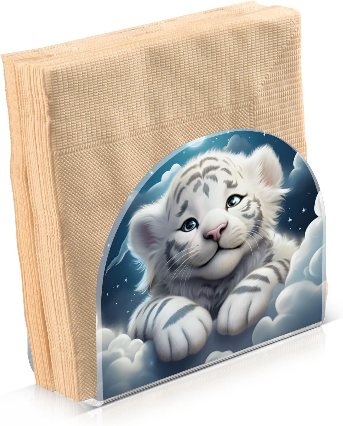 Stylish Tiger Napkin Holder 2pc Compact 41x49x197in