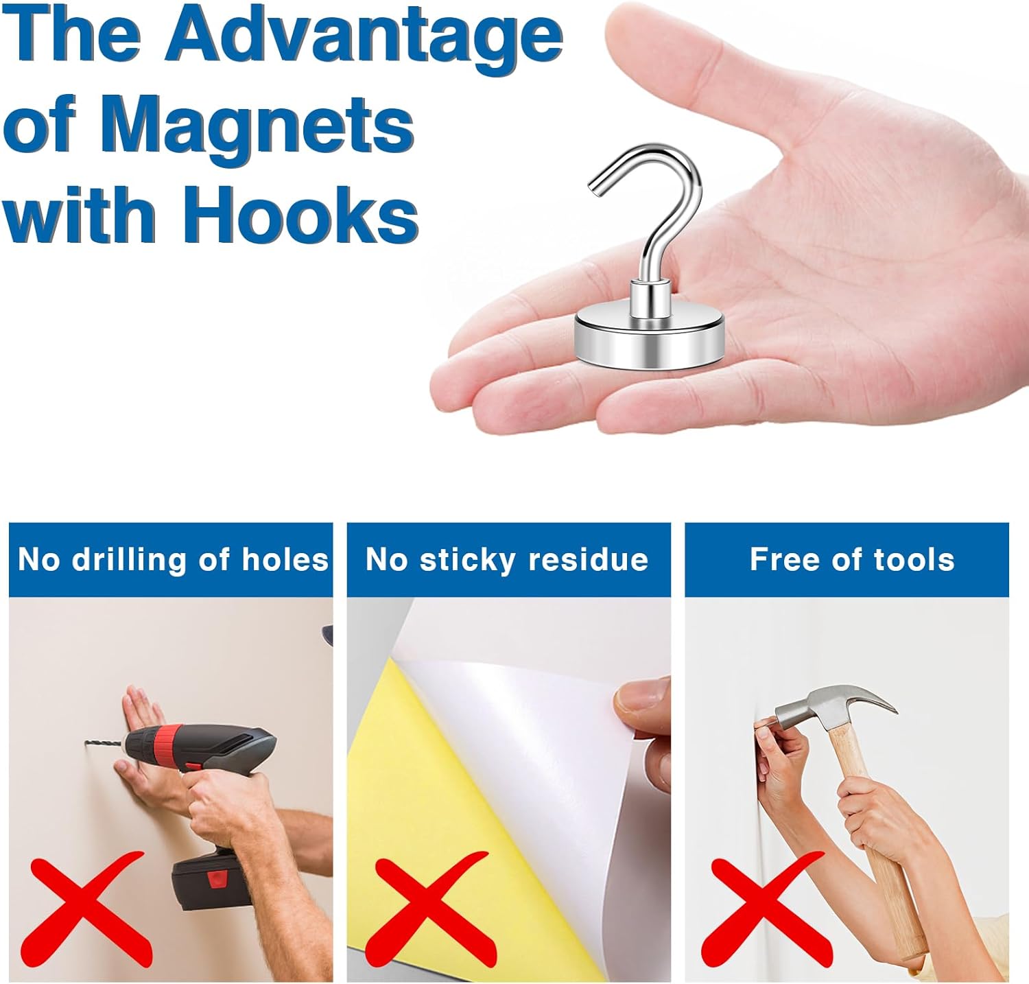 LOVIMAG Heavy Duty Magnetic Hooks 12 Pcs for Cruise and Home Use