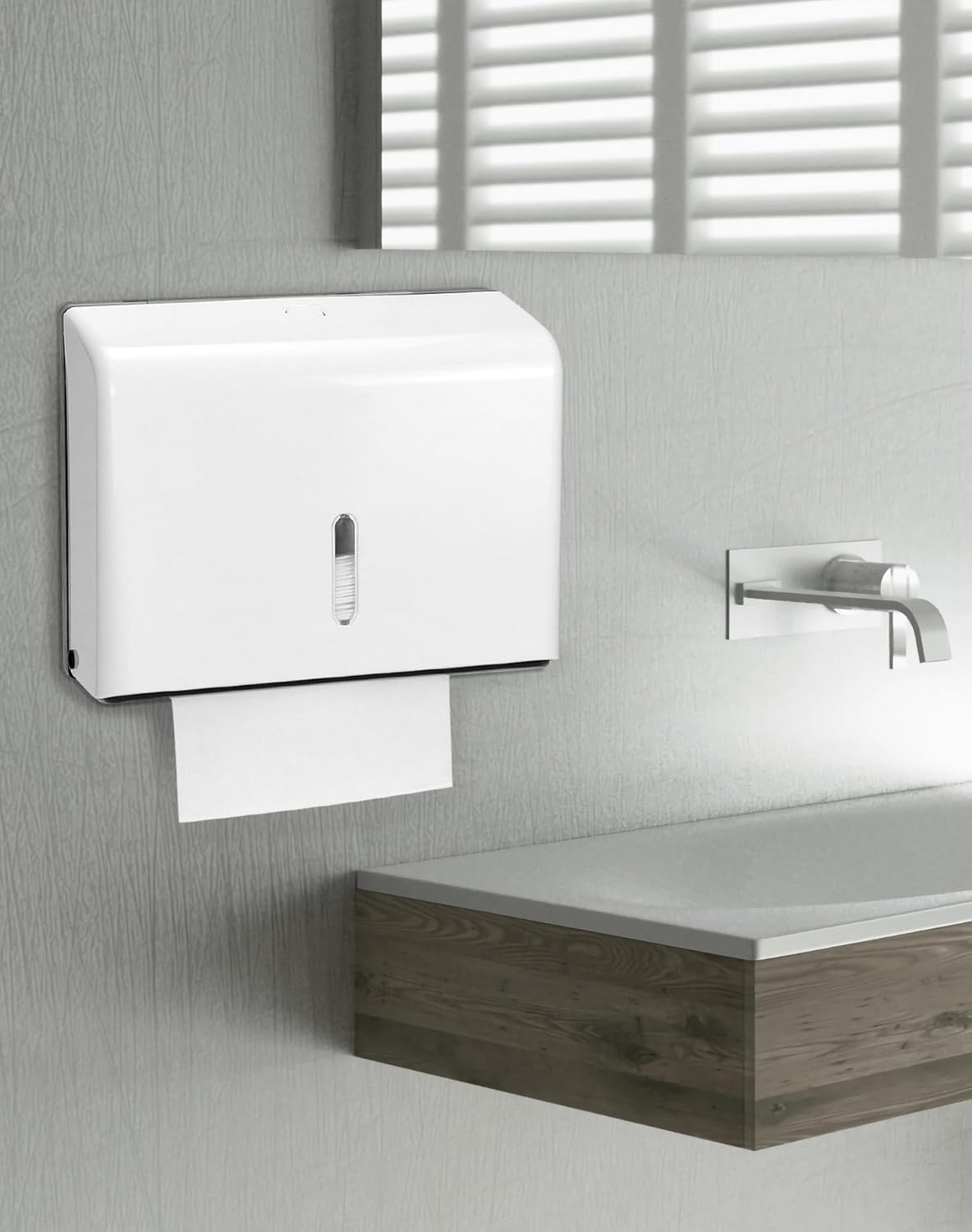 QWORK Wall-Mounted Paper Towel Dispenser Durable Multi-Fold Easy to Use