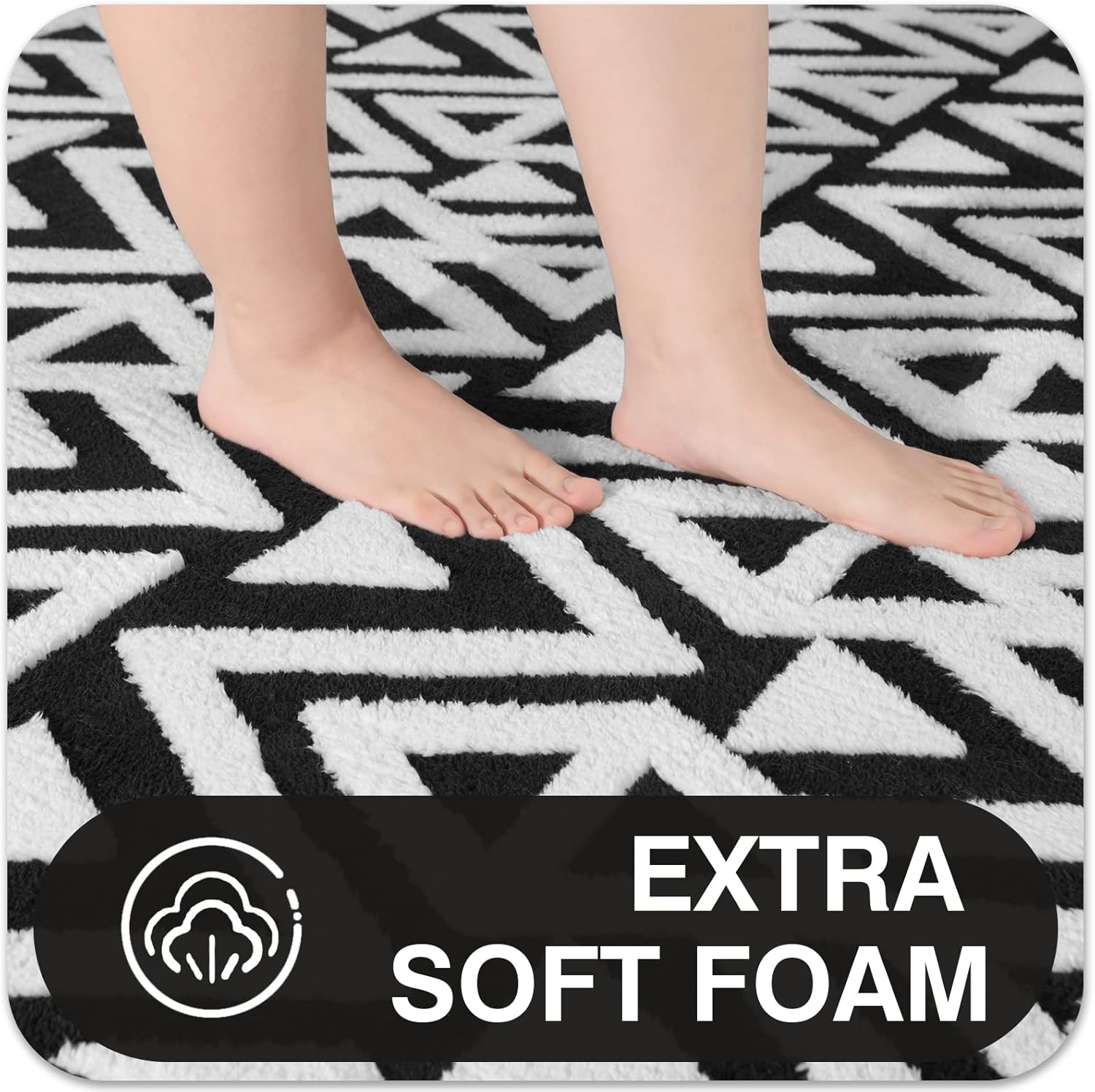 Ompaa Ultra Soft Geometric Rug 4x6 Black