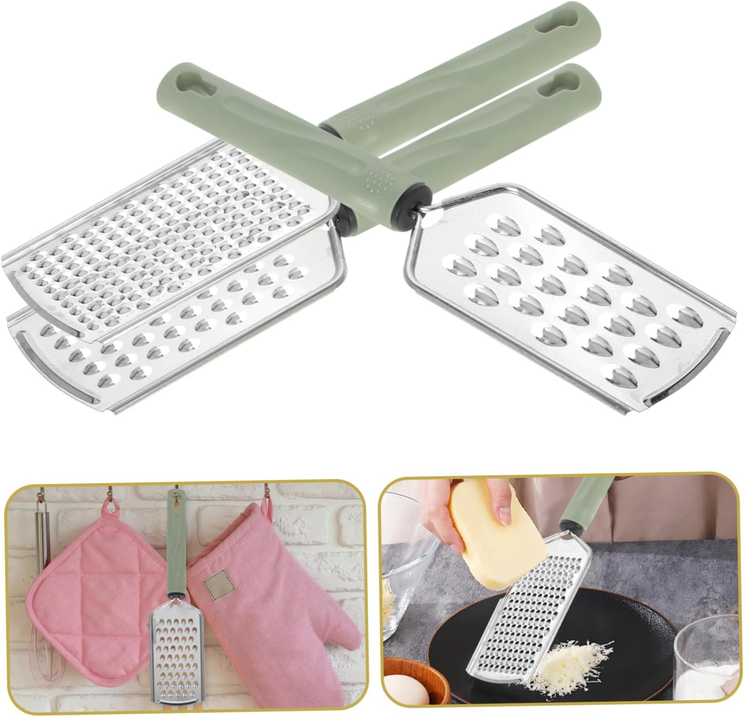 Stainless Steel 3-Piece Set Cheese Vegetable Grater Shredder for Kitchen Pro