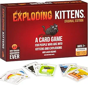 Exploding Kittens Original Edition - Hilarious Games for Family Game Night - Funny Card Games for Ages 7 and Up - 56 Cards