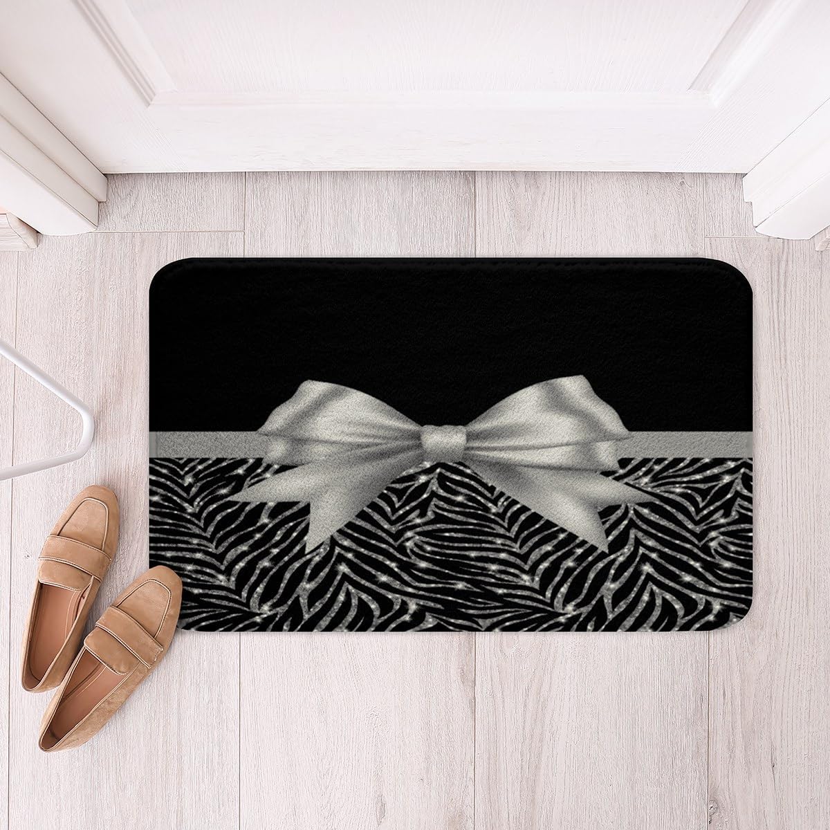 Feelyou Silver Glitter Bath Rug 20x32 Non Slip Mat