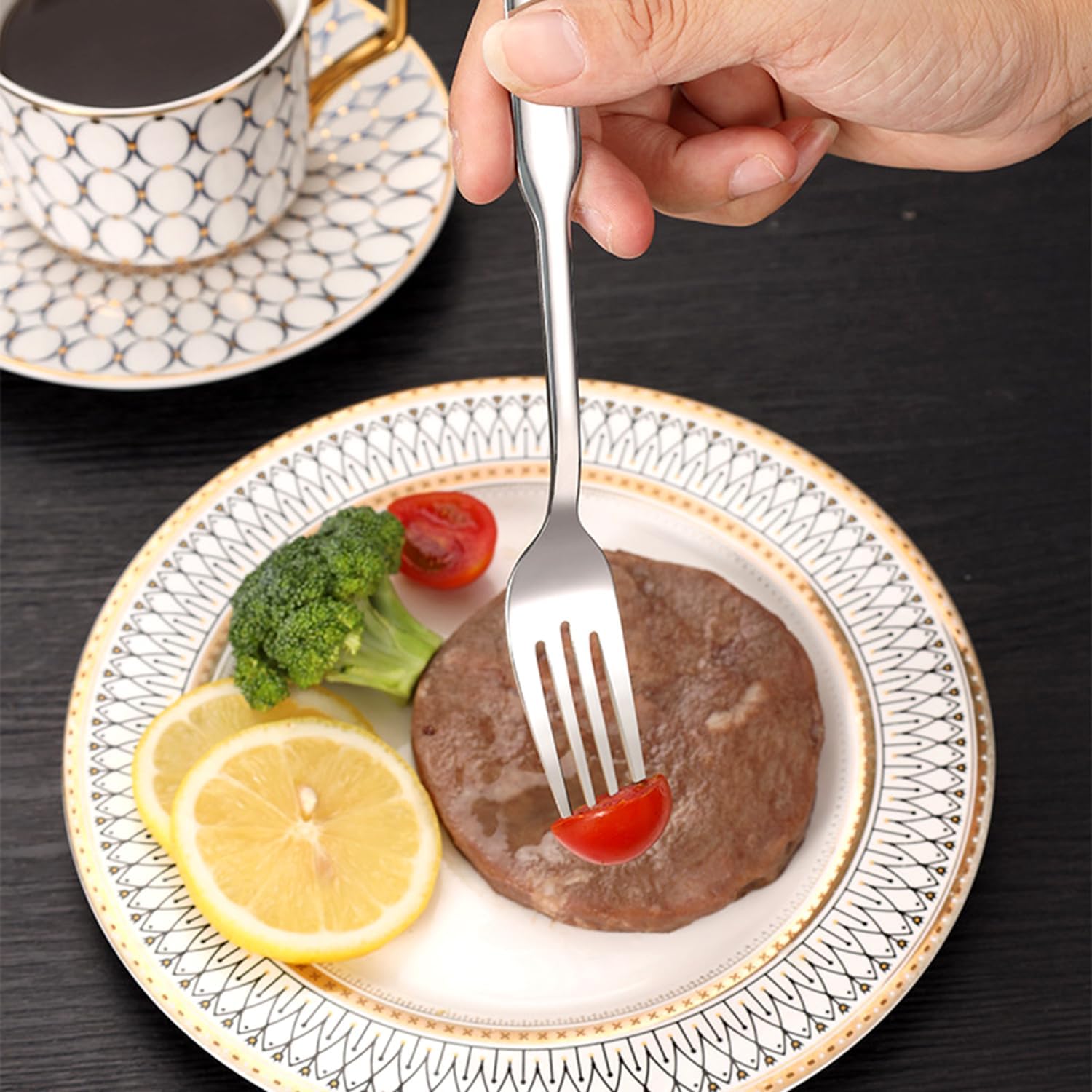 CHENSHO Silver Salad Fork 4 Piece Set