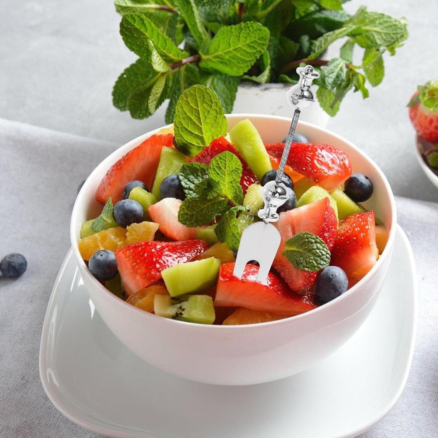 4 Pcs Stainless Steel Fruit Forks PersonalizedsaladFork Reusable Kitchenware