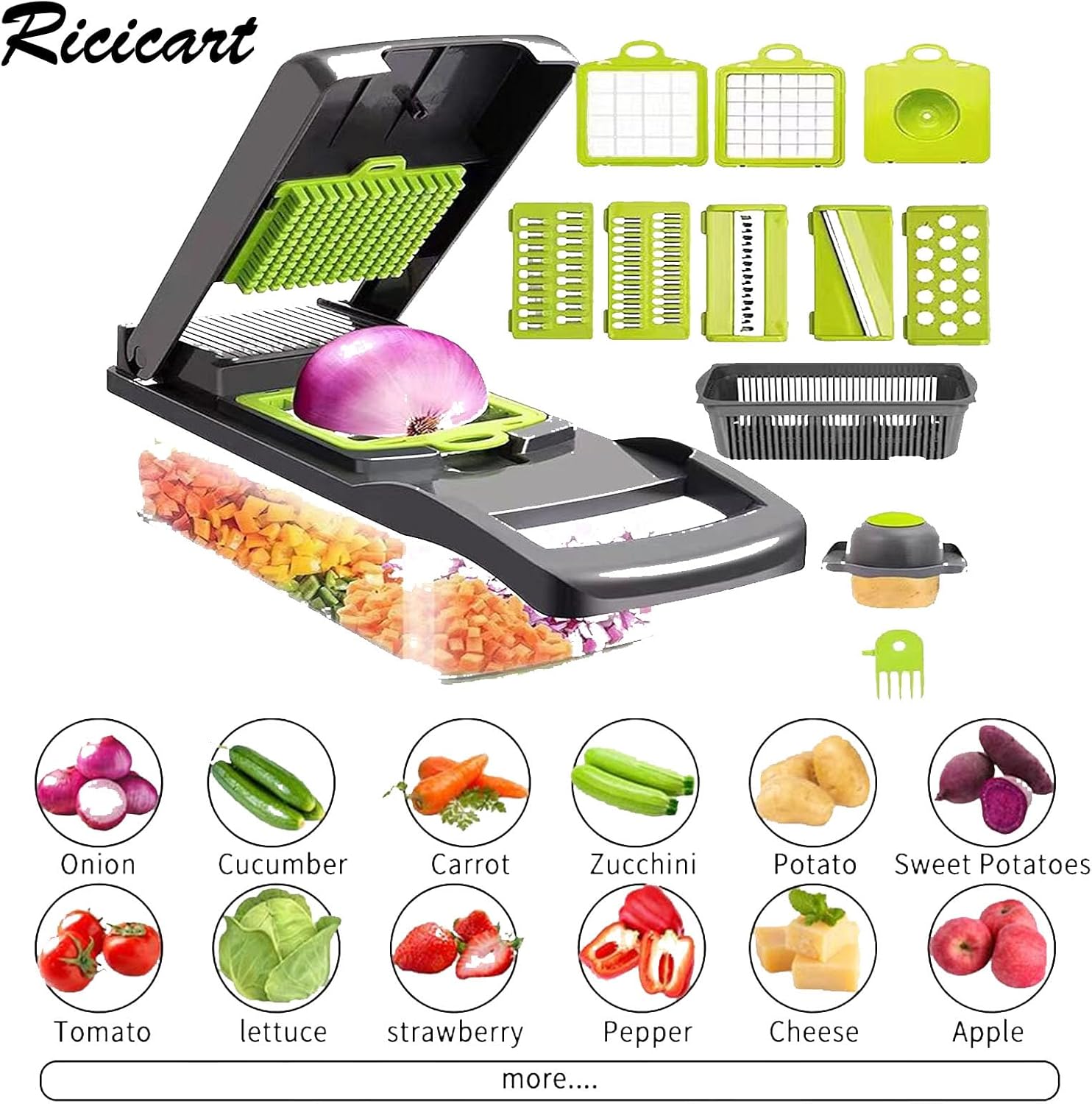 Extra-Sharp Multifunctional Chopper with 7 Interchangeable Blades for Veggies Fruits