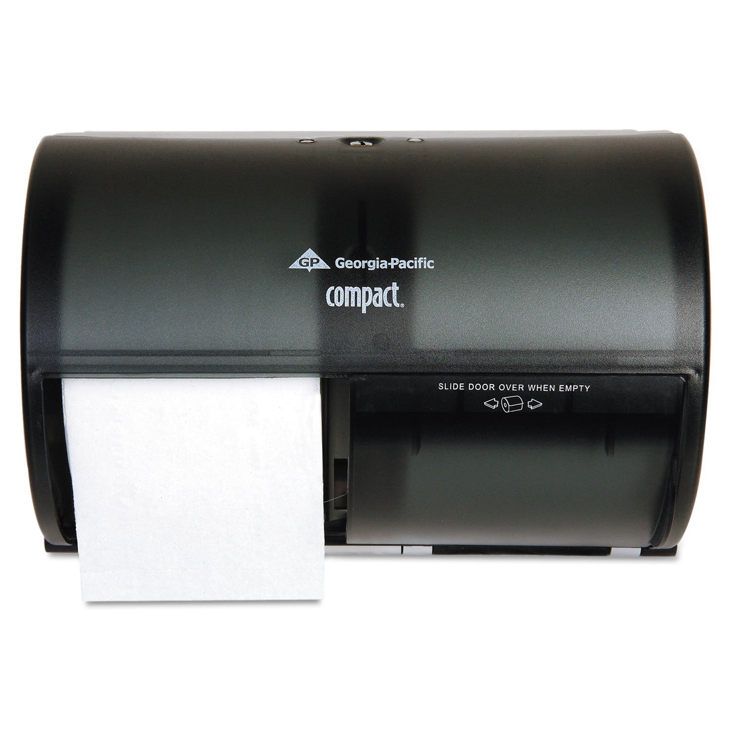 Compact Bathroom Tissue Dispenser - Side by Side Double Roll Smoke Grey