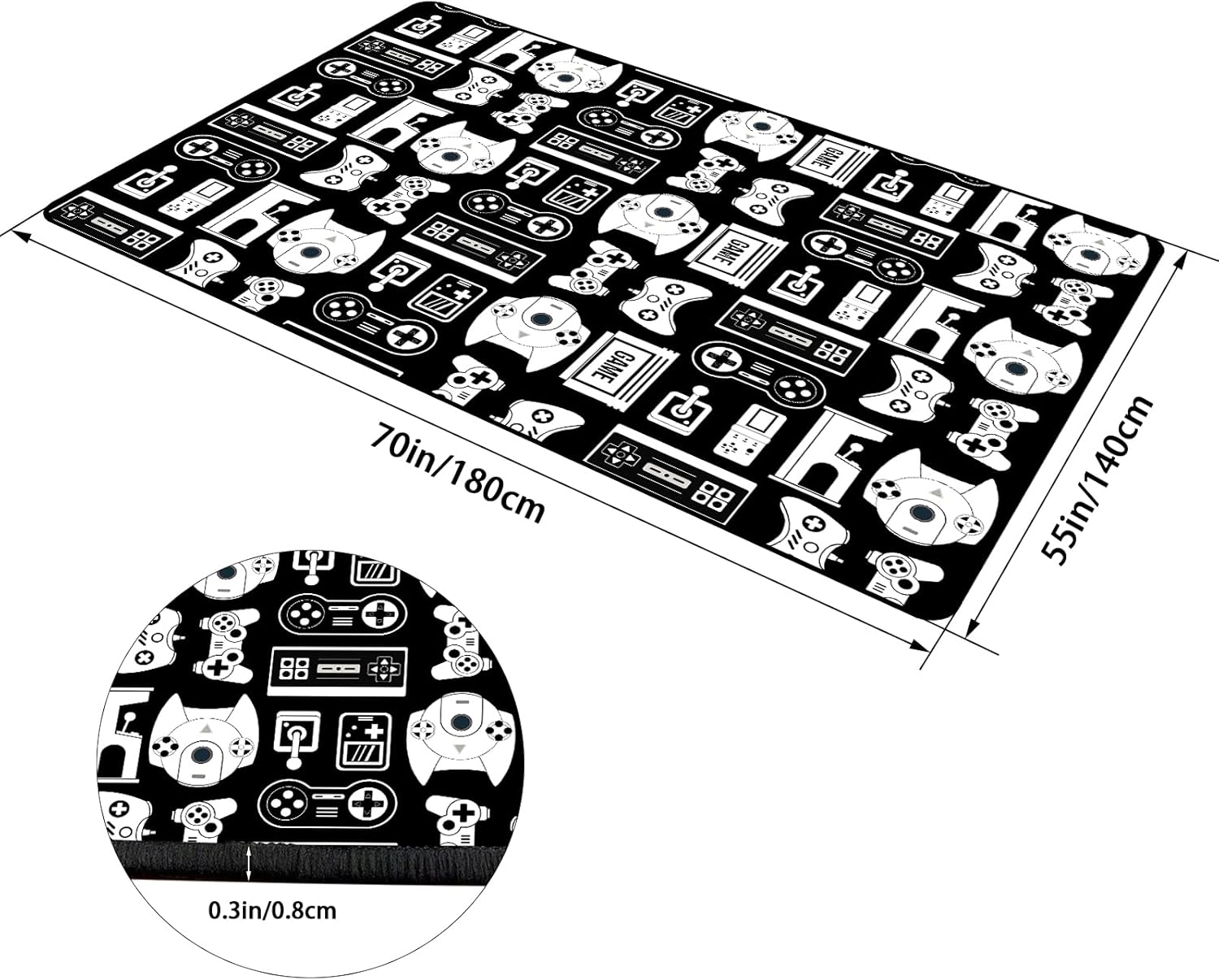 Lacut Game Rug with Controller Design for Boys Room