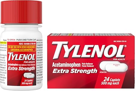 Tylenol Extra Strength Caplets with 500 mg Acetaminophen, Pain Reliever & Fever Reducer, 24 ct