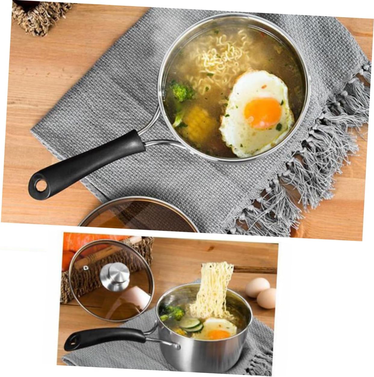 Garneck 16cm Stainless Steel Stockpot with Glass Lid and Steam Hole