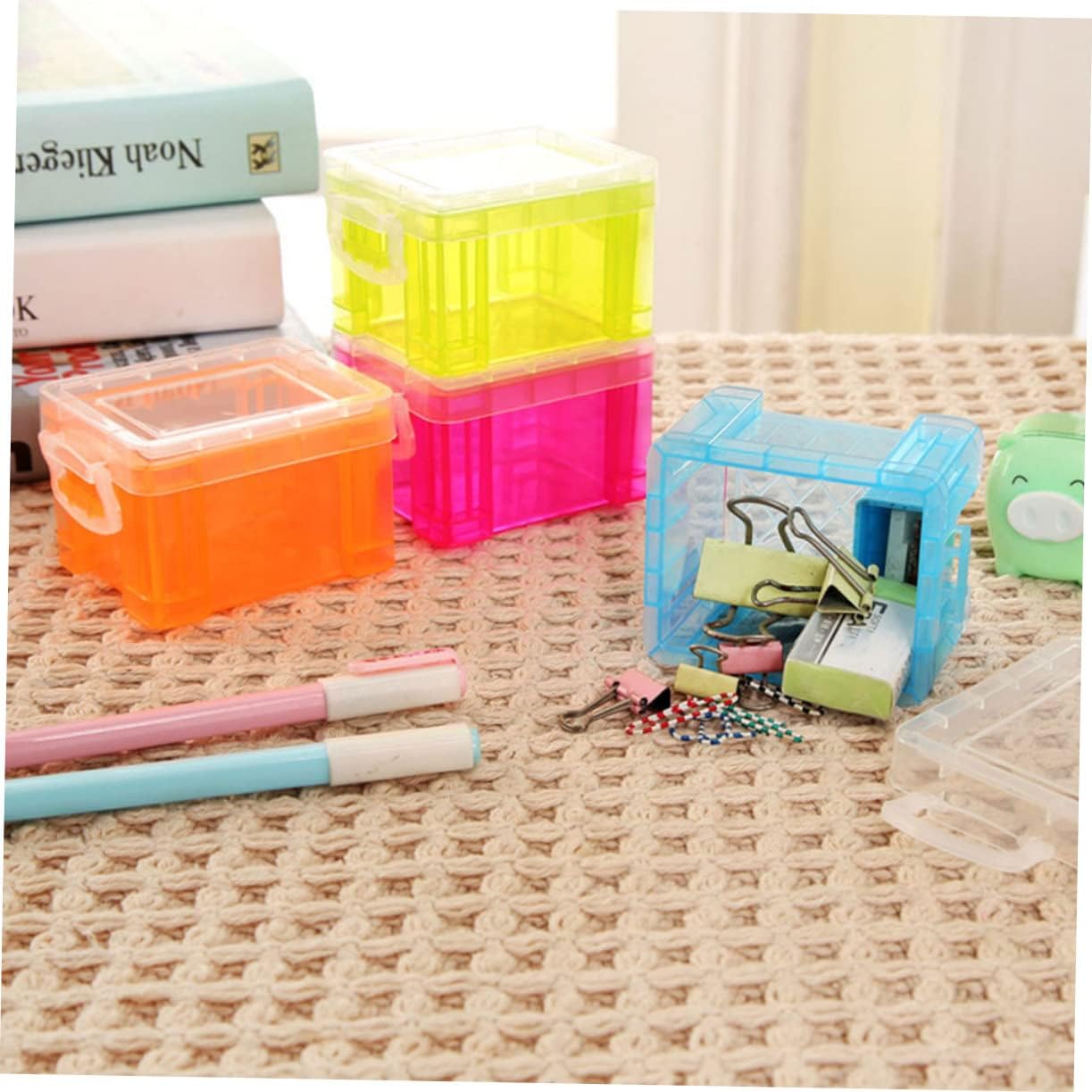 Mikinona Lidded Storage Bin for Home Office Makeup Organizer