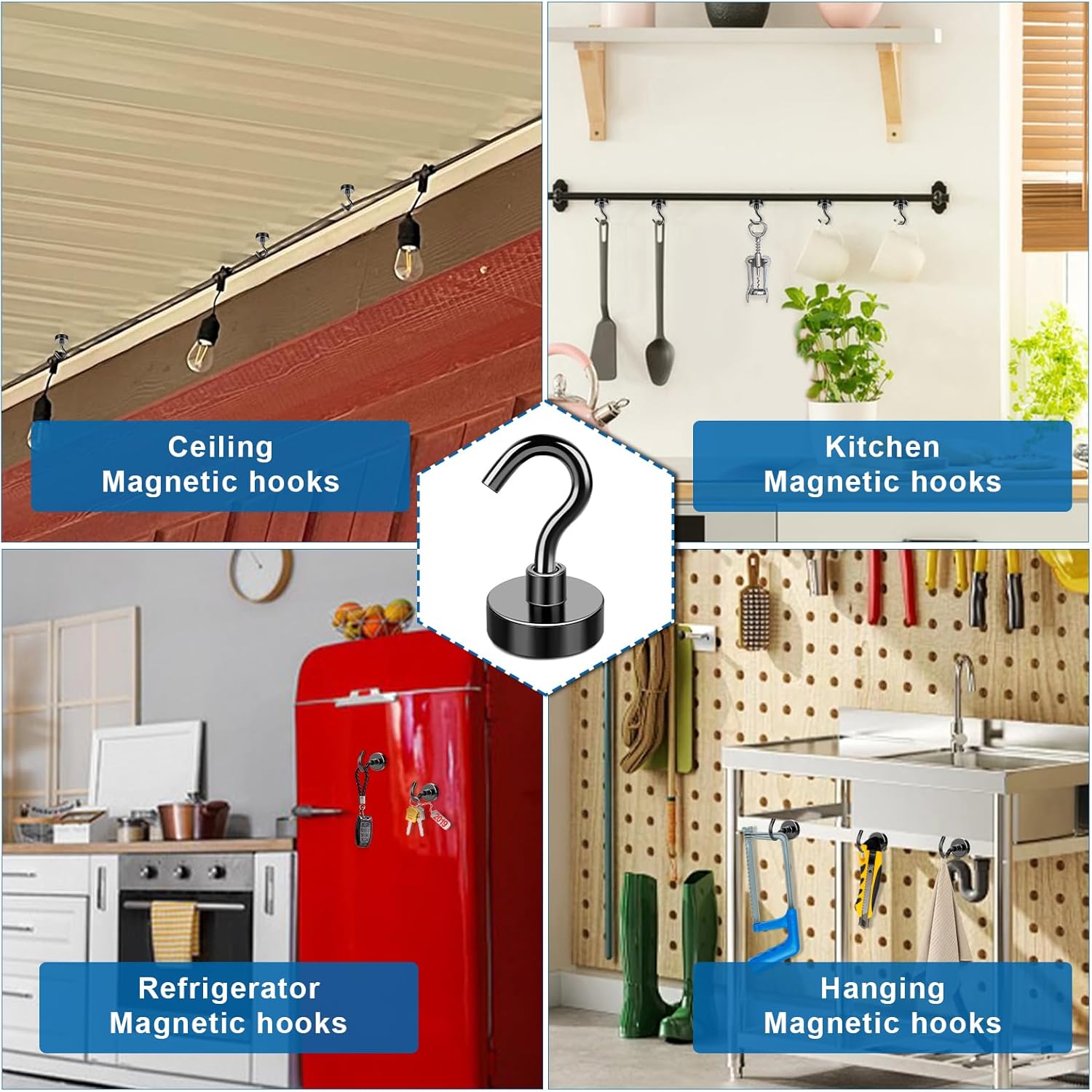 Strong Magnetic Hooks for Refrigerators and More