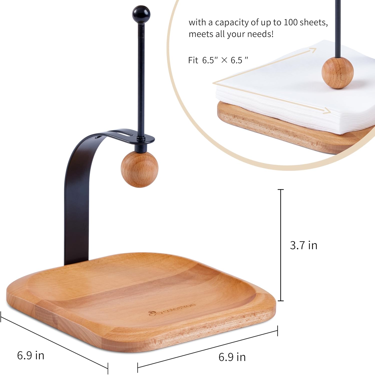 Beechwood Napkin Holder Elegant Wood Square for Table Dispenser