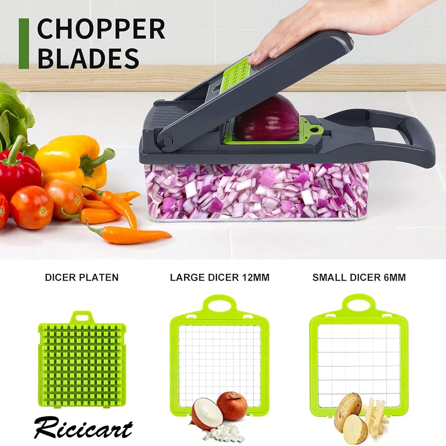 Extra-Sharp Multifunctional Chopper with 7 Interchangeable Blades for Veggies Fruits