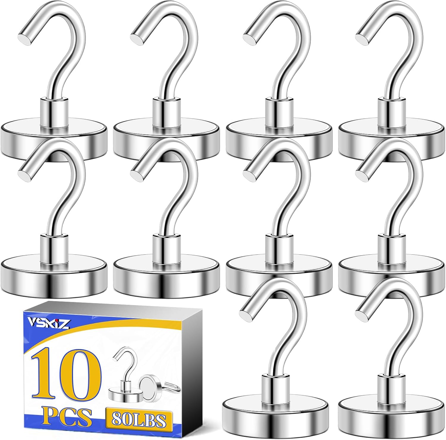 VSKIZ 10 Pack Heavy Duty Magnet Hooks for Cruise Cabins