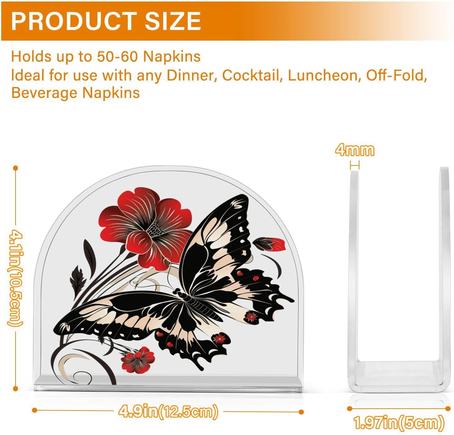 ALAZA Butterfly Napkin Holder with Floral Design 2-Pack