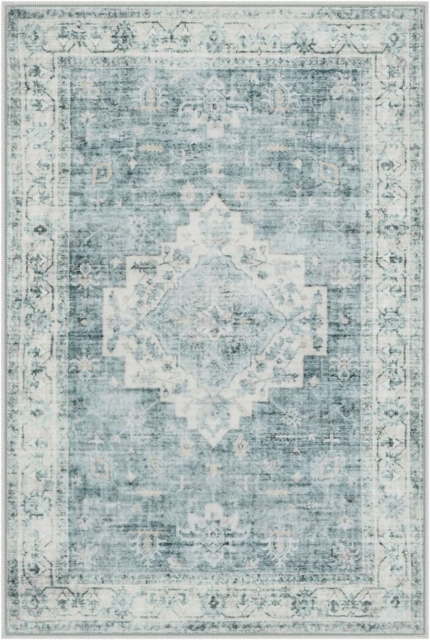 LIVEBOX Blue Washable Rug 2x3 Area Mat for Entryway Hallway
