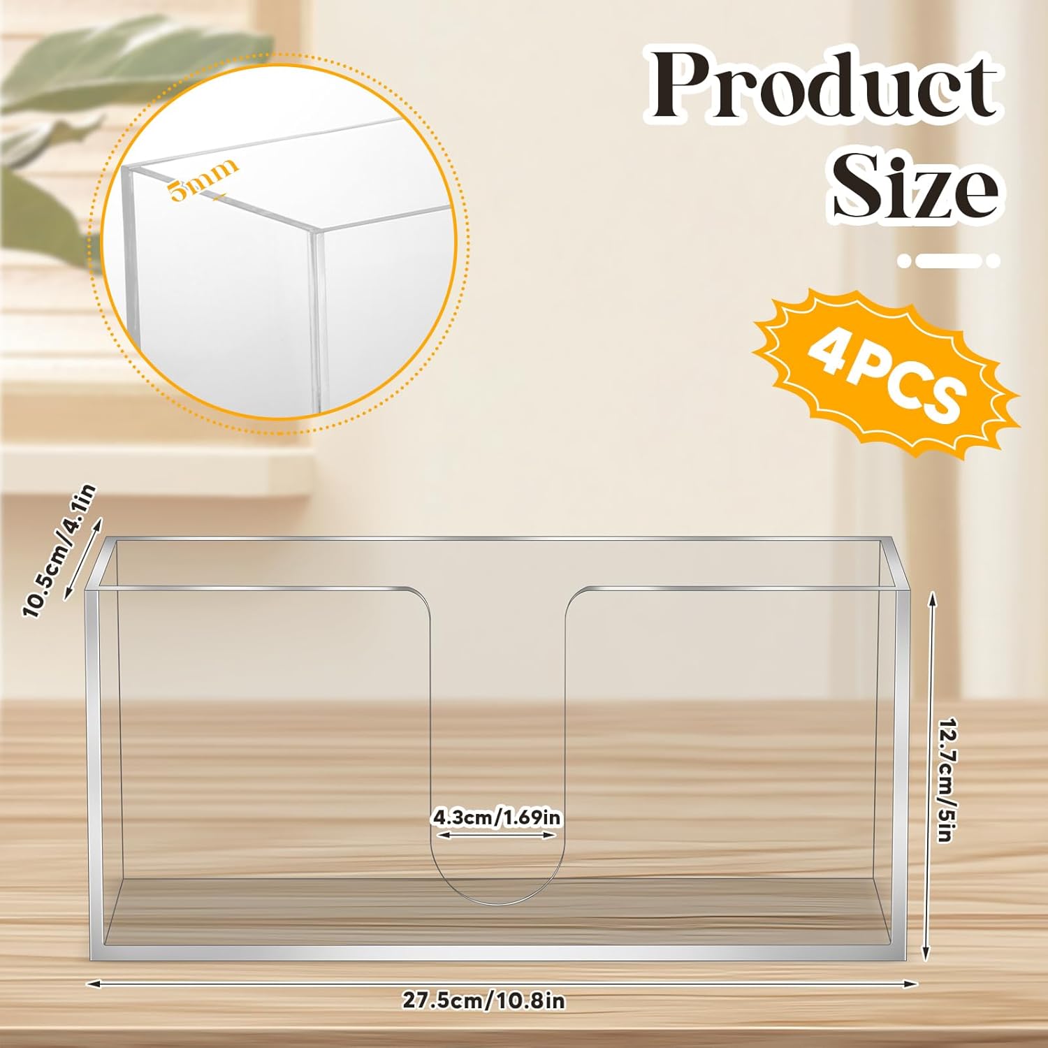 4-Pack Acrylic Dispenser with Multi-Fold Compatibility