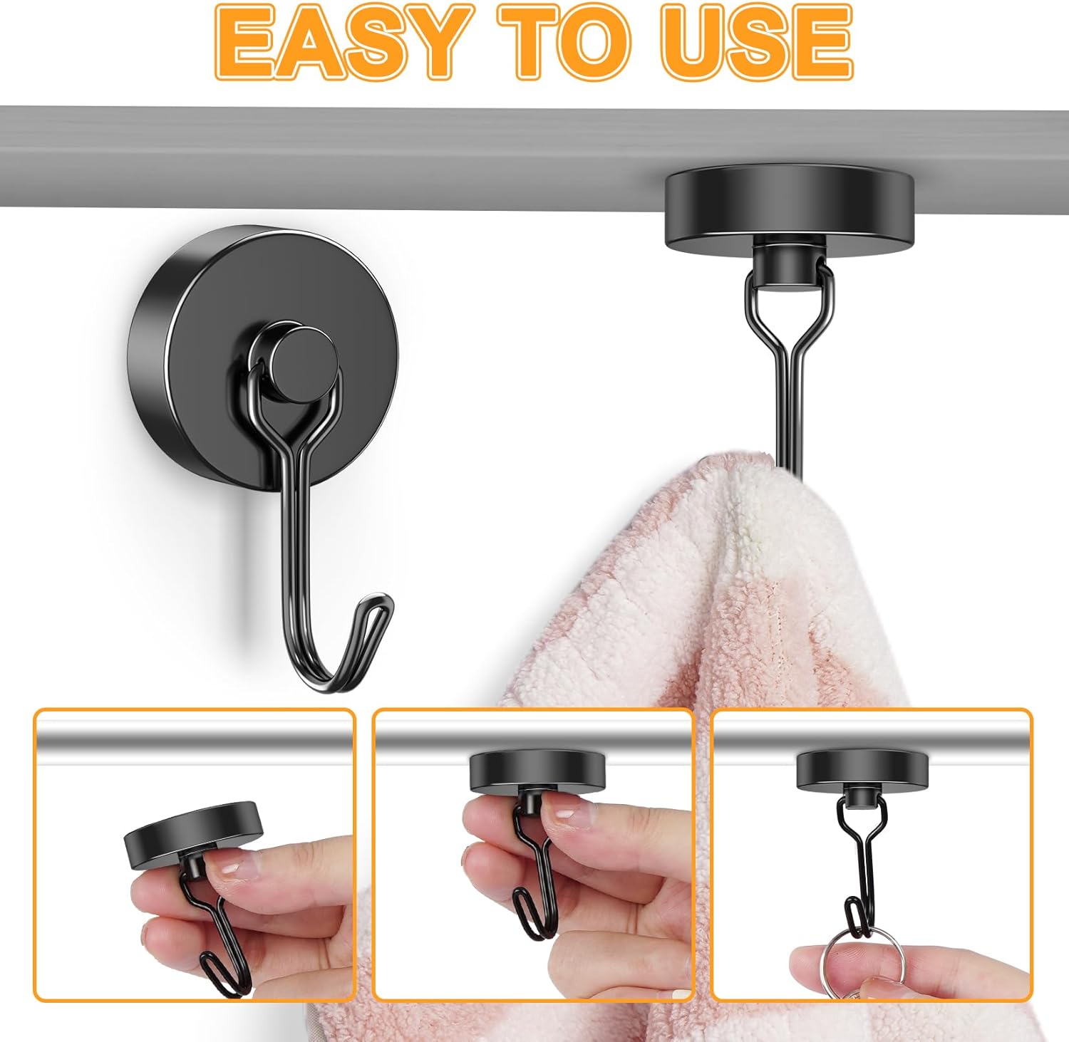 Sturdy Magnetic Hook Set for Home Office Use
