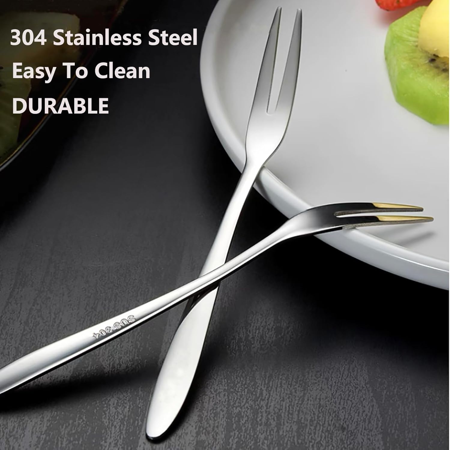 5-Piece Stainless Steel Dessert Forks for Appetizers Cakes and cocktails