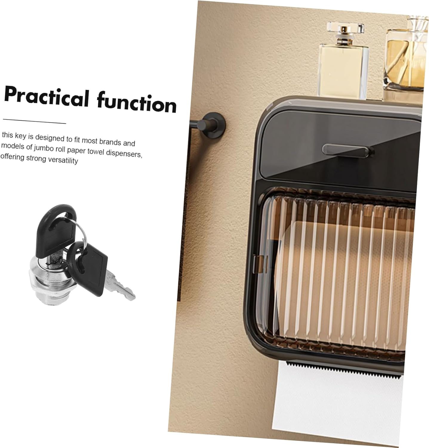 Jumbo Roll Paper Towel Dispenser Lock Security Key Set Sturdy Design