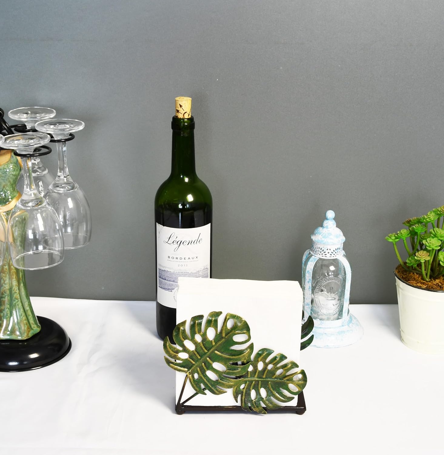 Olgift Metal Ginkgo Leaves Napkin Holder