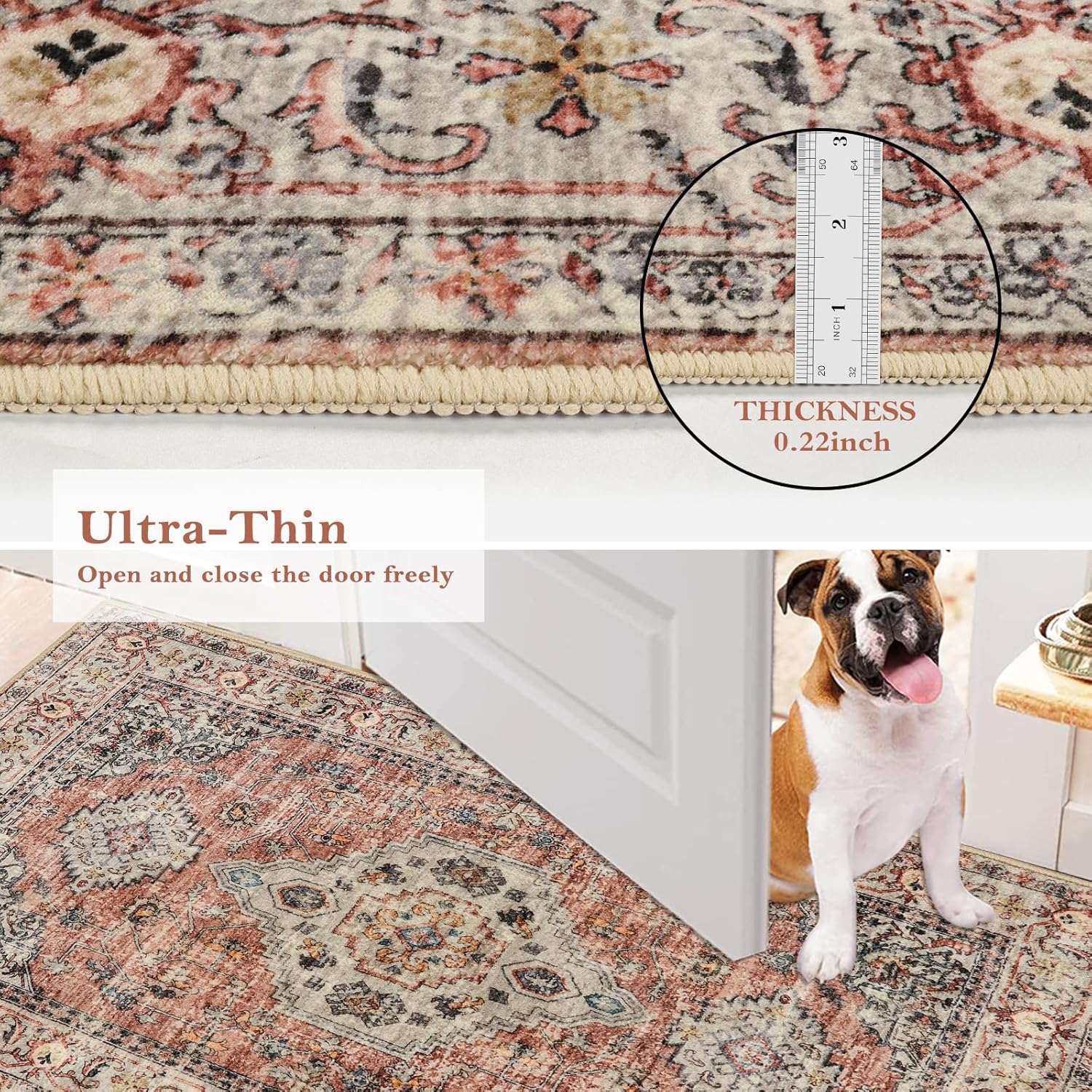 Lahome Oriental Washable Rug 3x5 PeachOrange