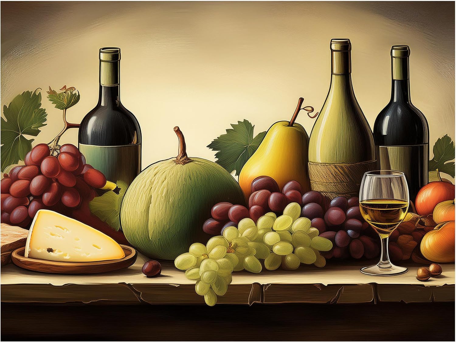 Tile Mural Still Life Wine Fruit Cheese Kitchen Wall Backsplash Marble Ceramic - Picture 2 of 16