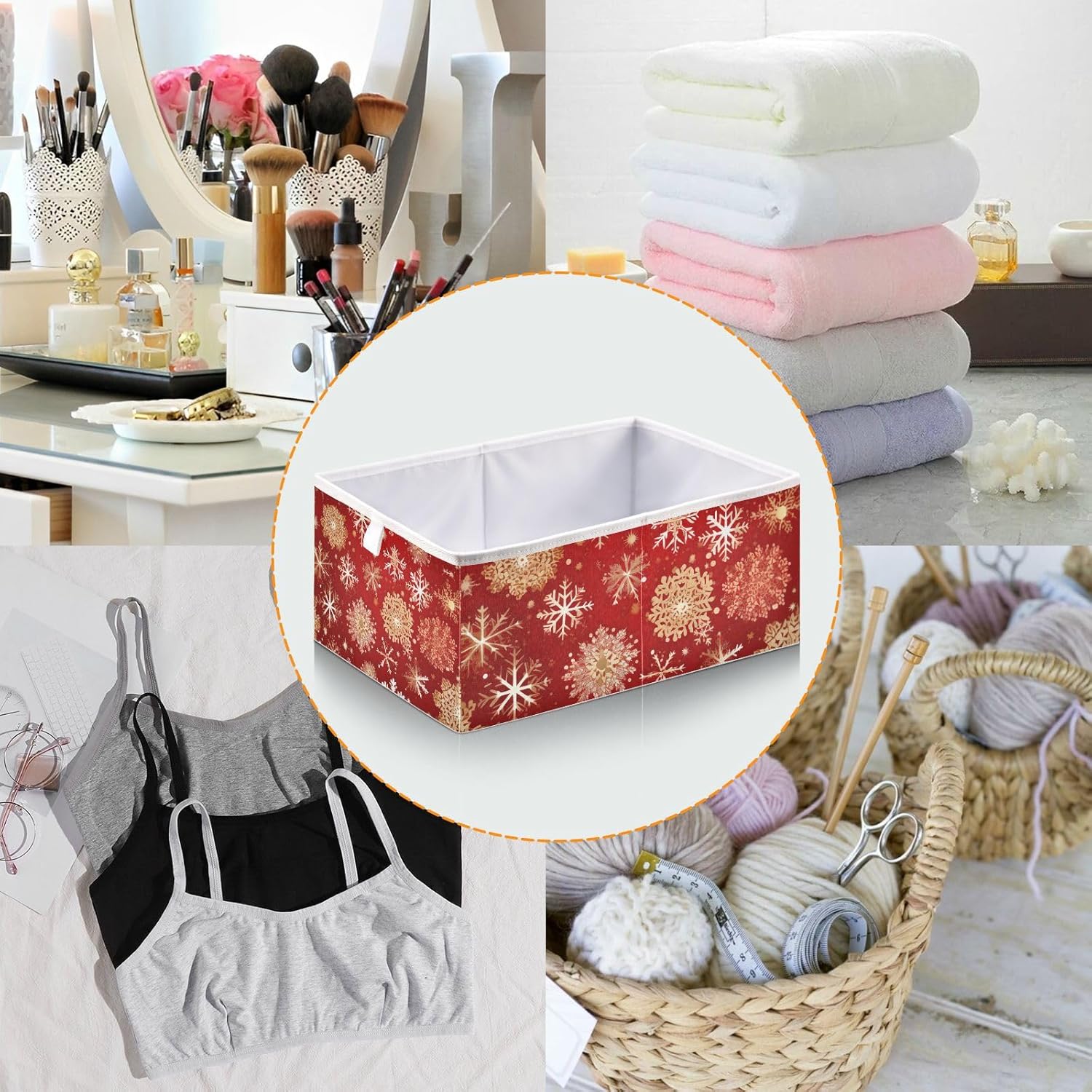 RunningBear Foldable Fabric Storage Basket for Kids Clothes and Toys