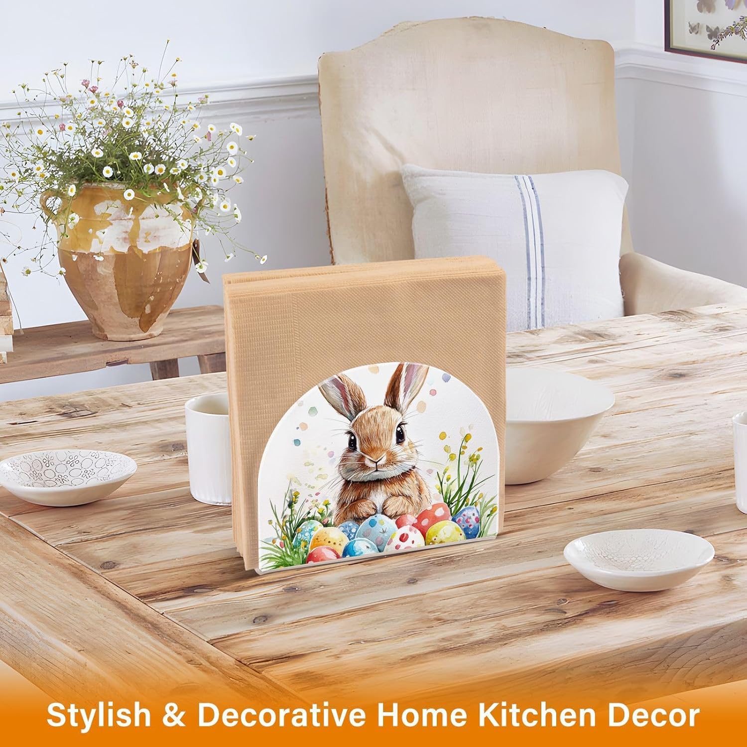 ALAZA Rabbit-Bunny Easter-Themed Napkin Holder 2-Pack