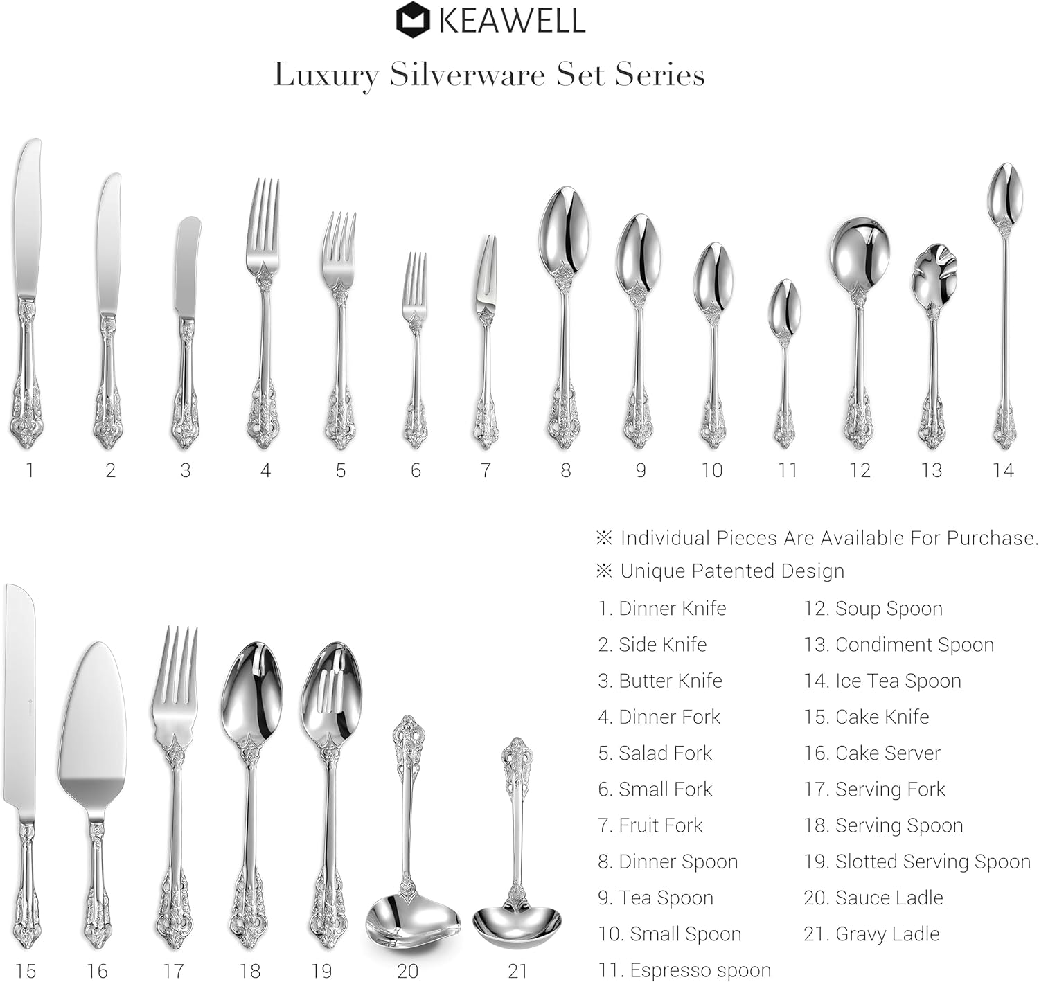 KEAWELL 5-Piece Stainless Steel Hostess Serving Set Dishwasher Safe Elegant Design