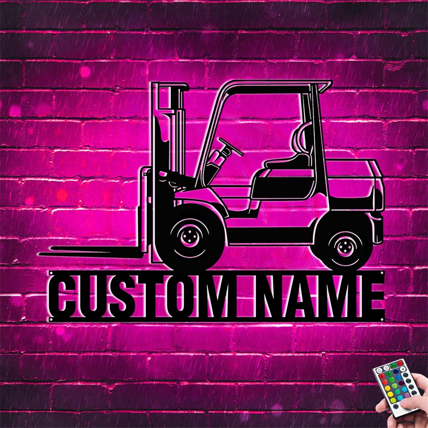 Custom Forklift Metal Wall Art LED Light Sign