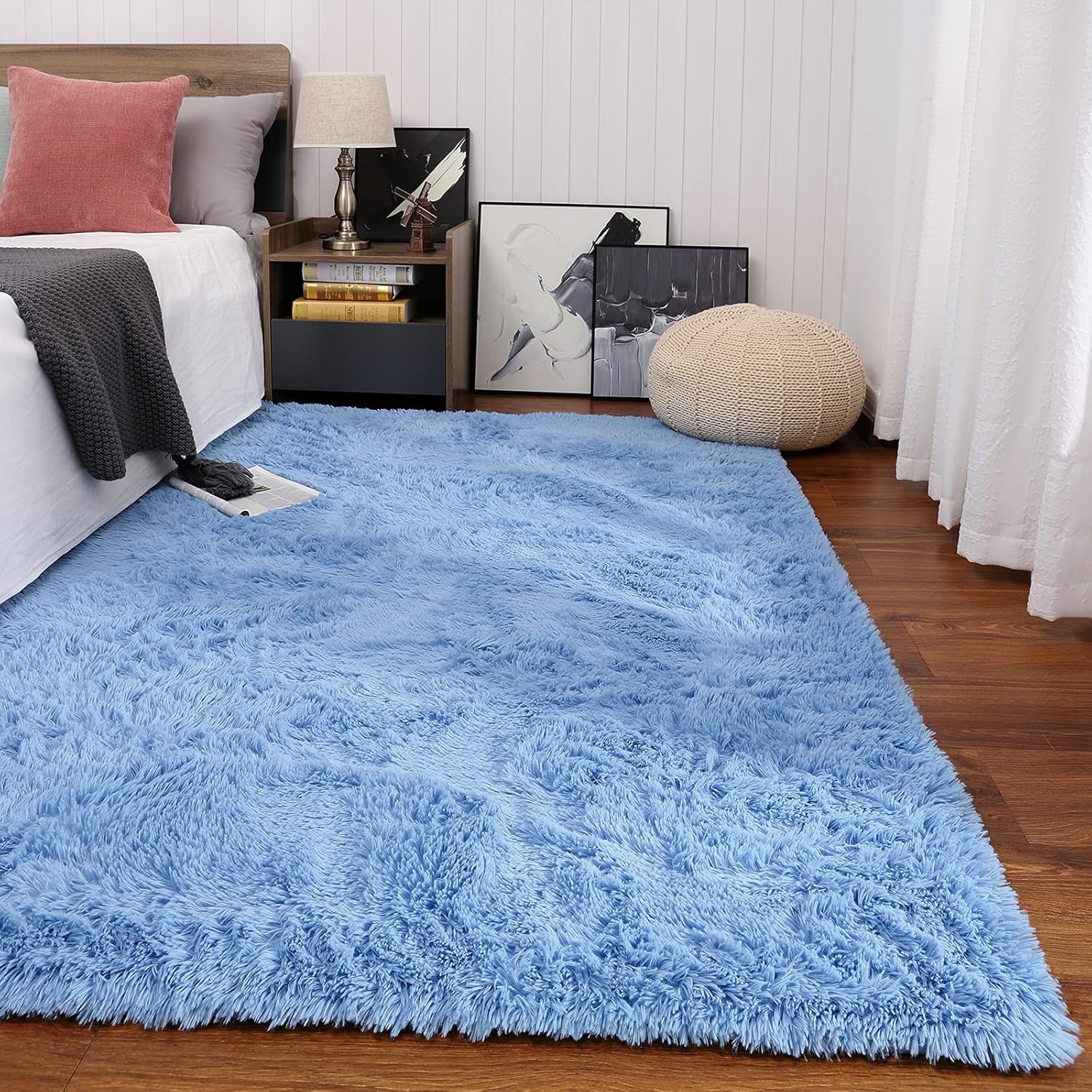 Keeko Fluffy Blue Area Rug 4x53 for Bedroom Kids Room 1