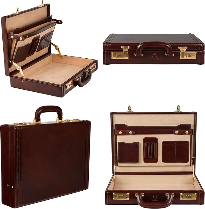 Time Resistance Leather Attache Case
