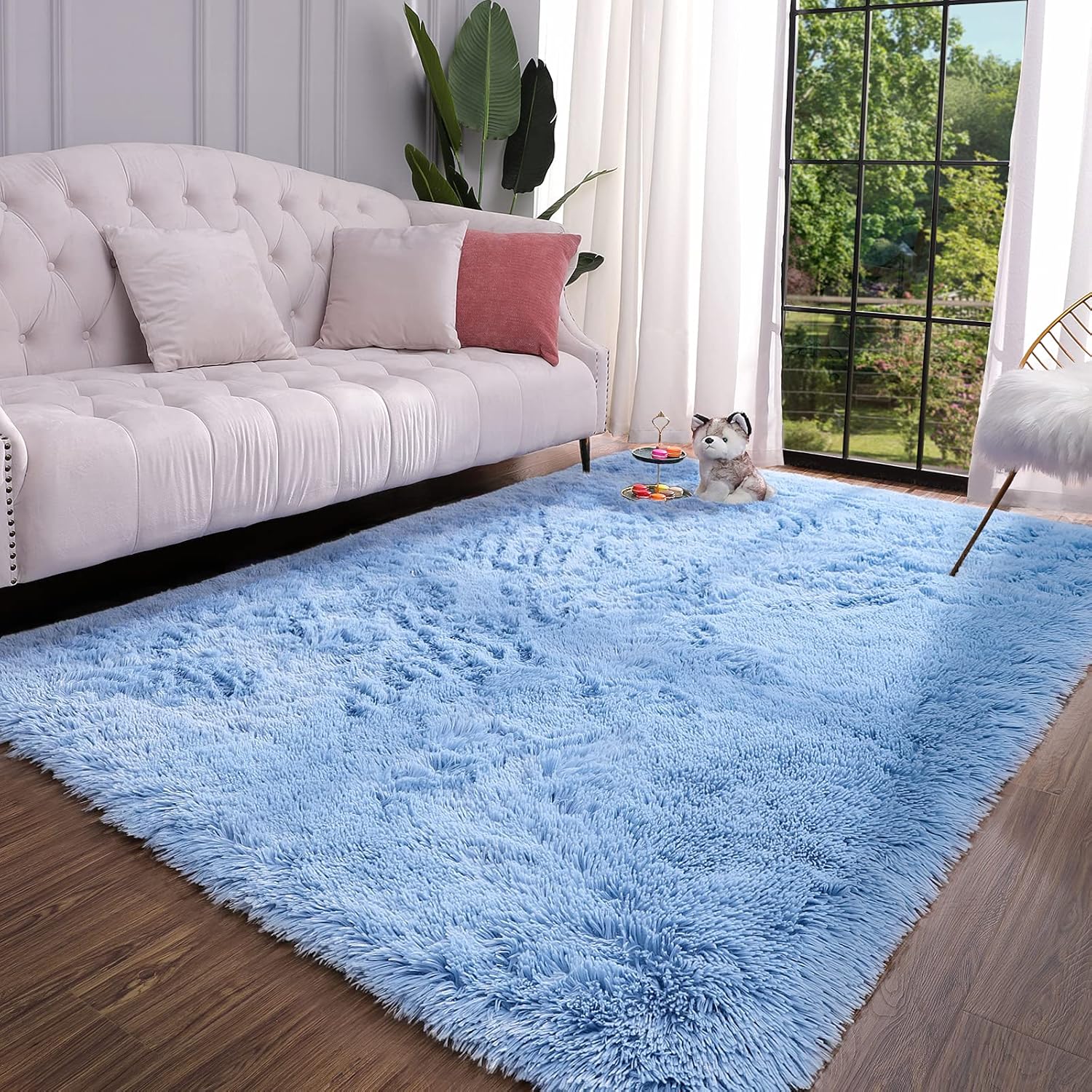 Keeko Fluffy Blue Area Rug 4x53 for Bedroom Kids Room 1