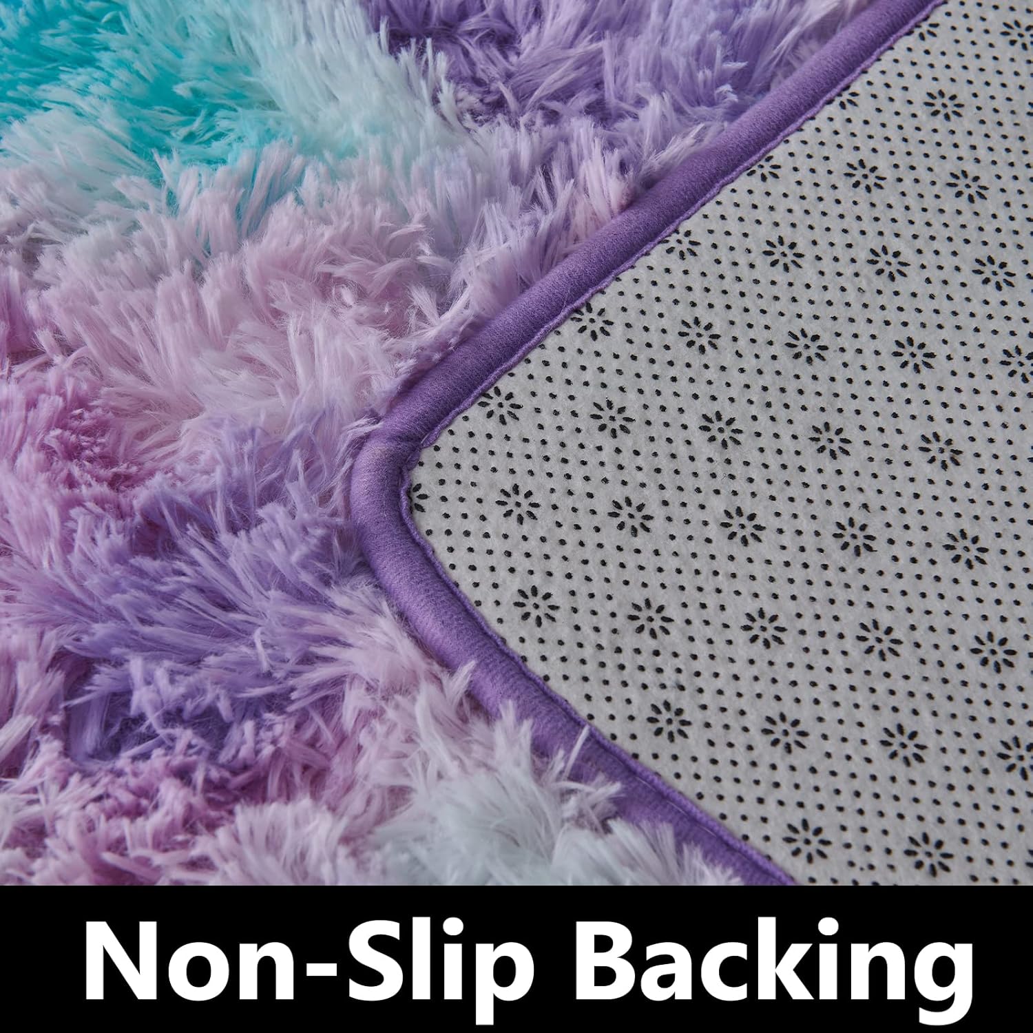 TABAYON Shag Area Rug 4x6 Light Purple Non-Skid Plush